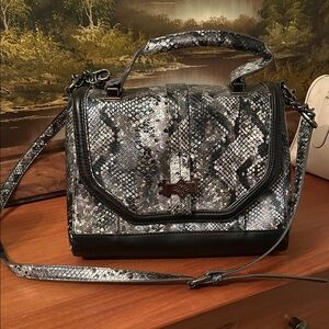 Vera Wang Black and Gray Snakeskin Convertible Bag